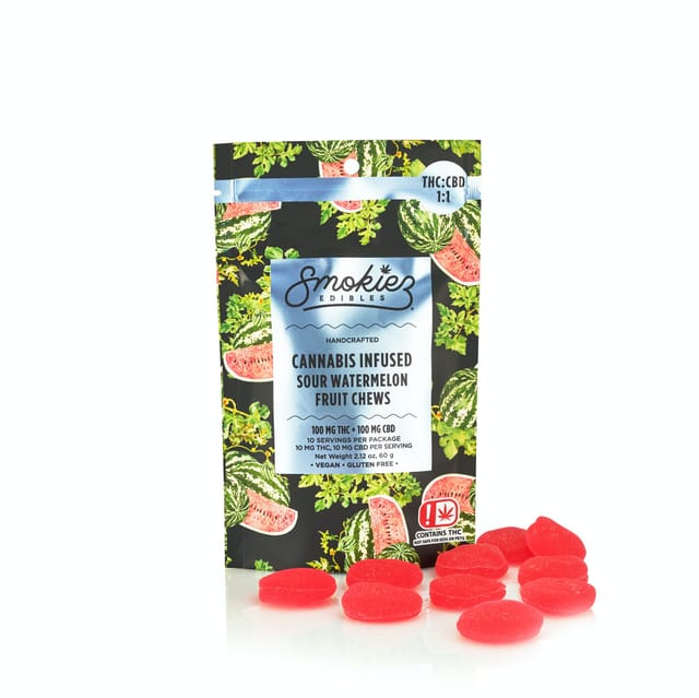 Sour Watermelon | 1:1 THC:CBD 100mg Fruit Chews