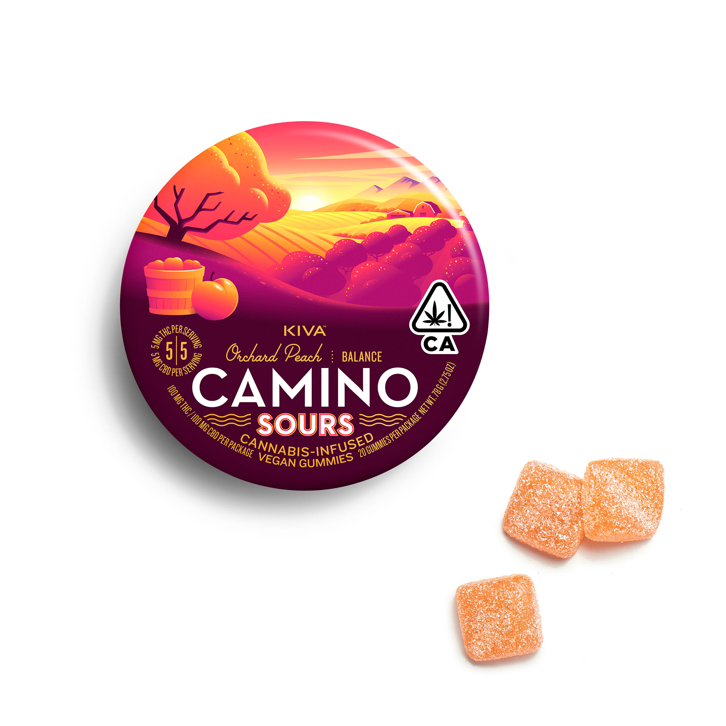 Camino Sours | Orchard Peach | 1THC:1CBD | 100mg Gummies
