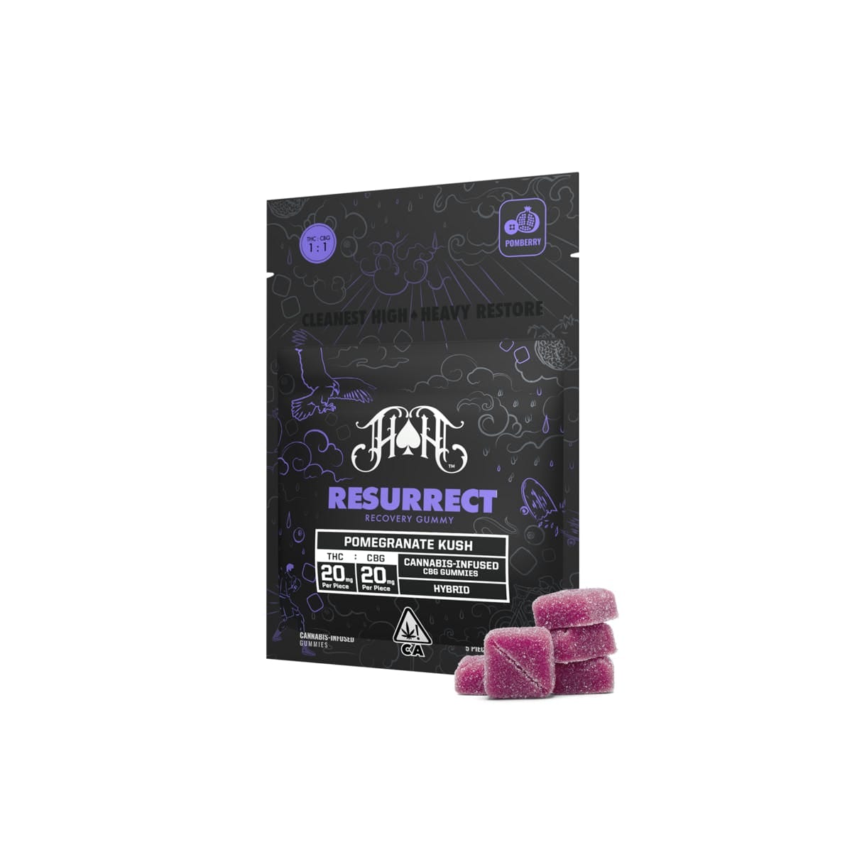 Pomegranate Kush Resurrect | 100mg THC:CBG  Gummies