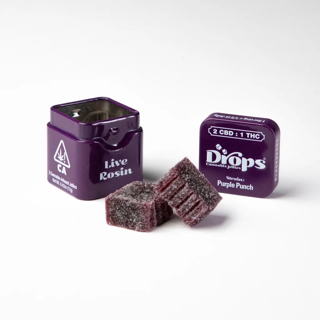 Drops: Blackberry 2:1 CBD:THC - 2 CT - 100mg Rosin Infused Gummies