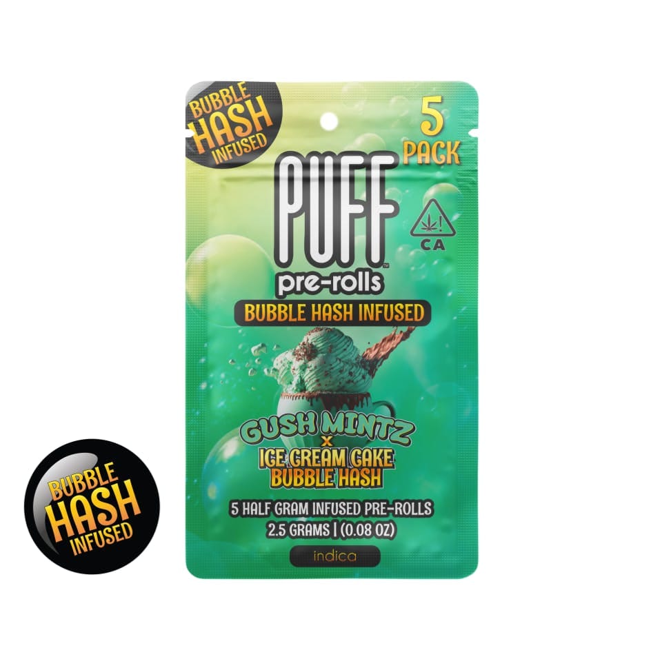 Gush Mintz x Ice Cream Cake 2.5g Hash-Infused 5 Preroll Pack