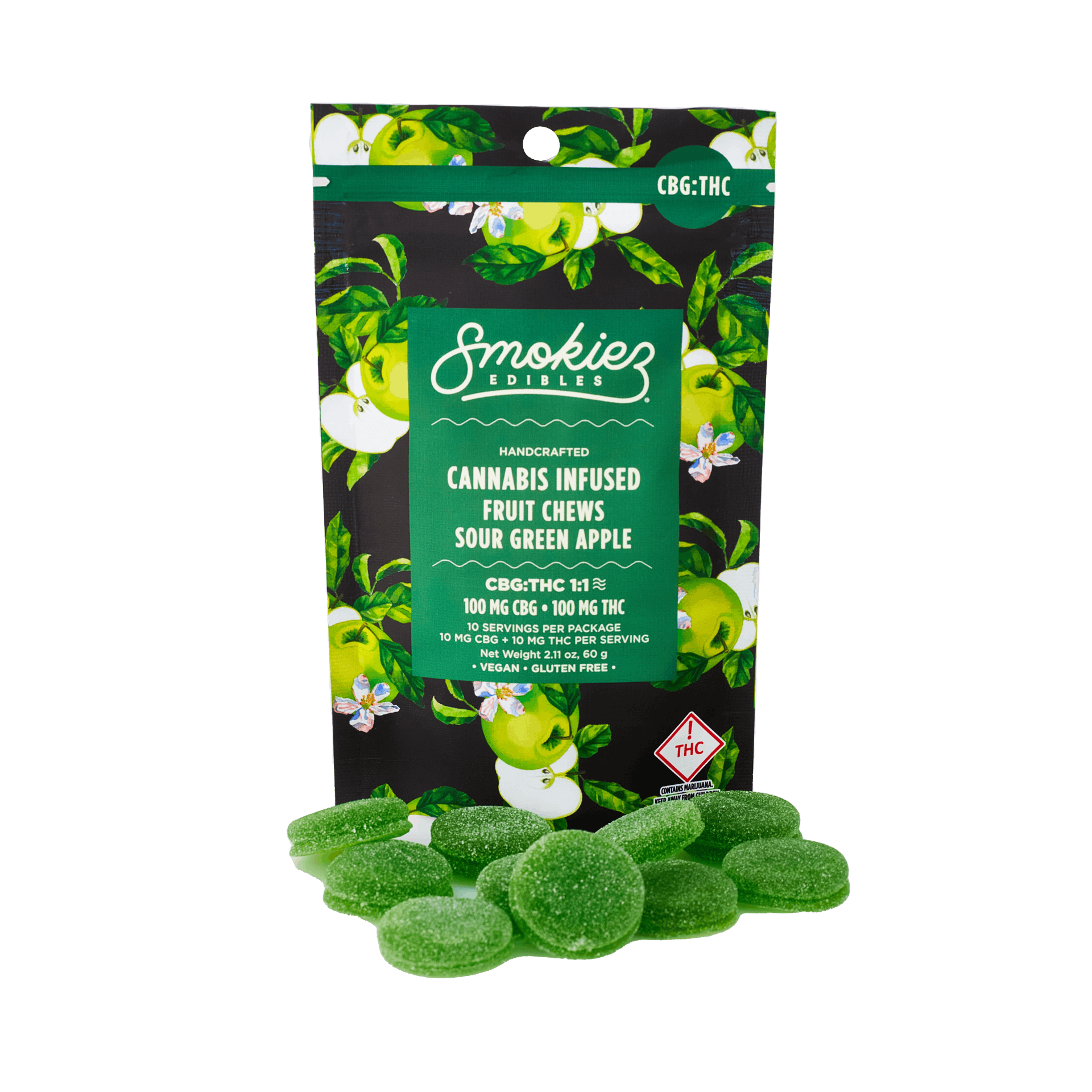 Sour Green Apple 1:1 THC:CBG  - 100mg