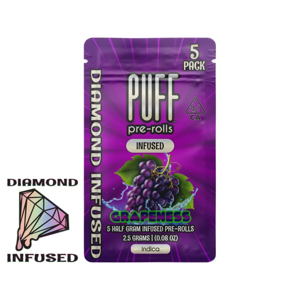 Grapeness 2.5g Triple Infused 5 Preroll Pack