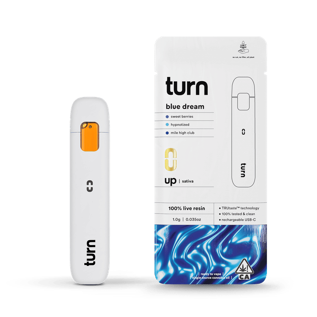 Turn Vapes Blue Dream LR Turn Disposable Vapes - 1 Gram Vape Carts cannabis