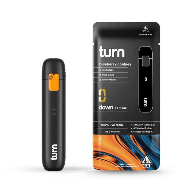Turn Vapes Blueberry Cookies LR Turn Disposable Vapes - 1 Gram Vape Carts cannabis