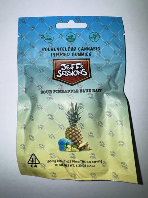 Sour Blue Razz Pineapple | 100mg Solventless Gummies