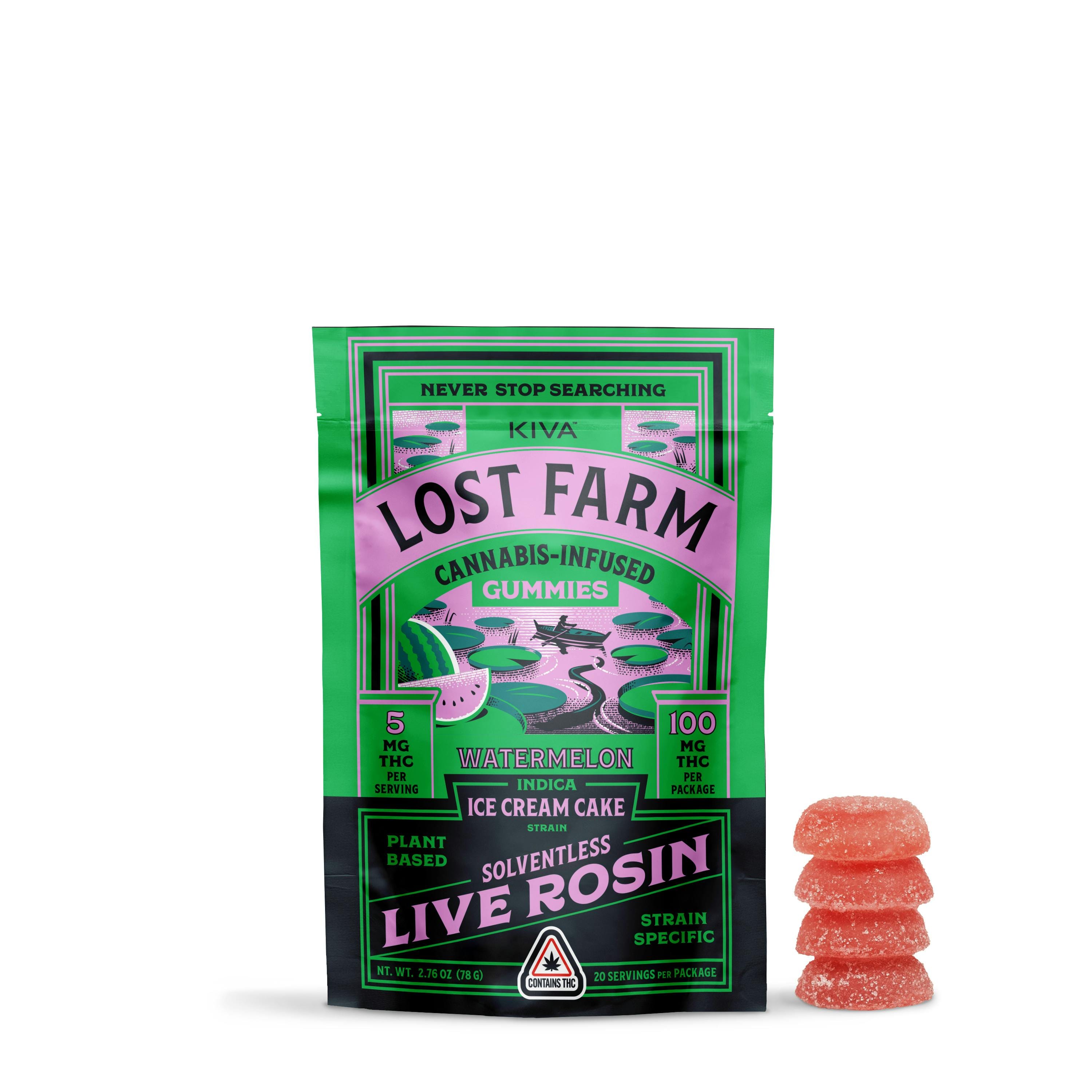 Lost Farm | Watermelon x Ice Cream Cake | 100mg Live Rosin Gummies