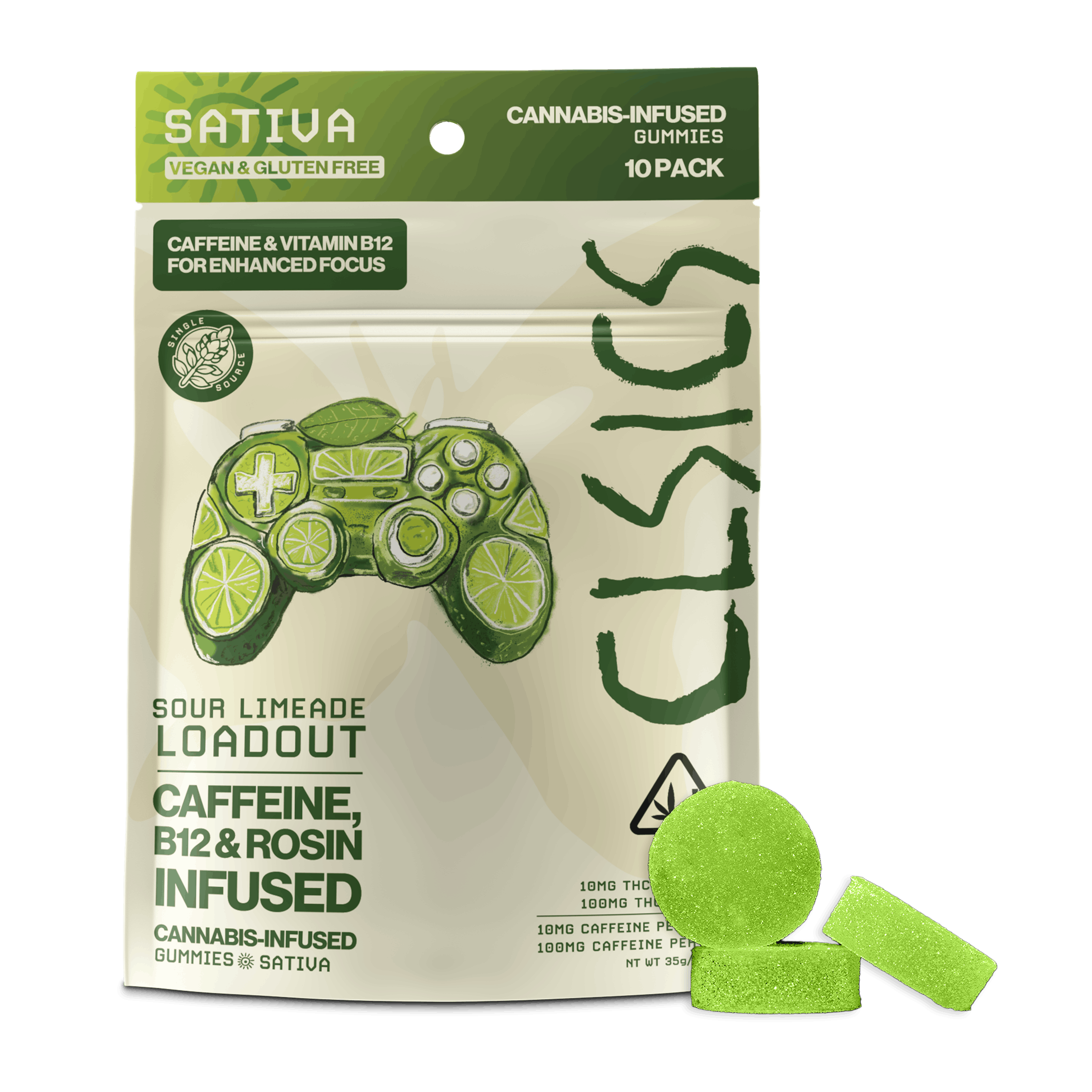 Sour Limeade Loadout  | Vitamin B12 + Caffeine Live Rosin Gummies 100mg