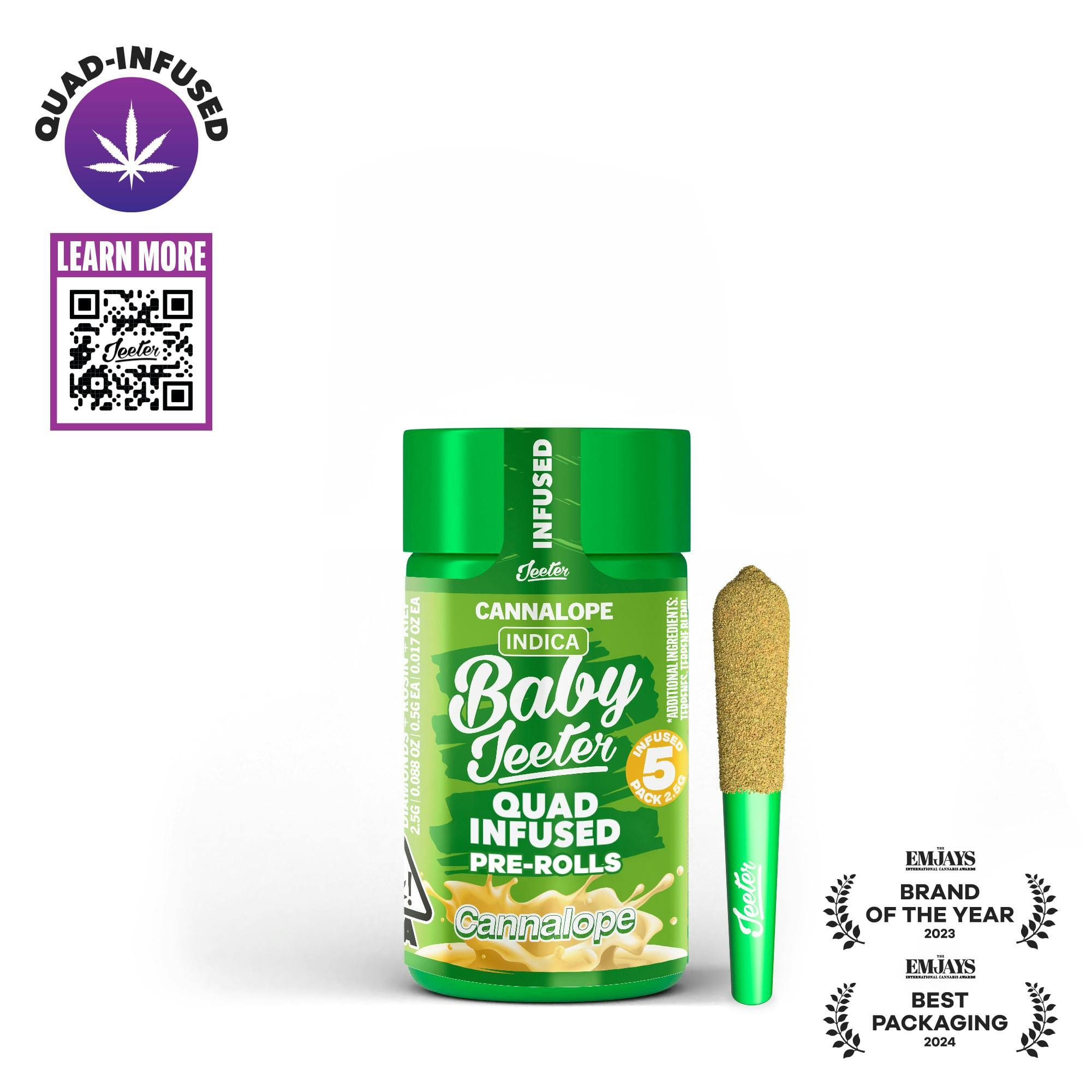 Cannalope | 2.5g | .5g x 5 Baby Jeeter Rosin Infused Preroll Pack