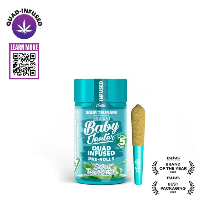 Sour Tsunami | 2.5g | .5g x 5 Baby Jeeter Rosin Infused Preroll Pack