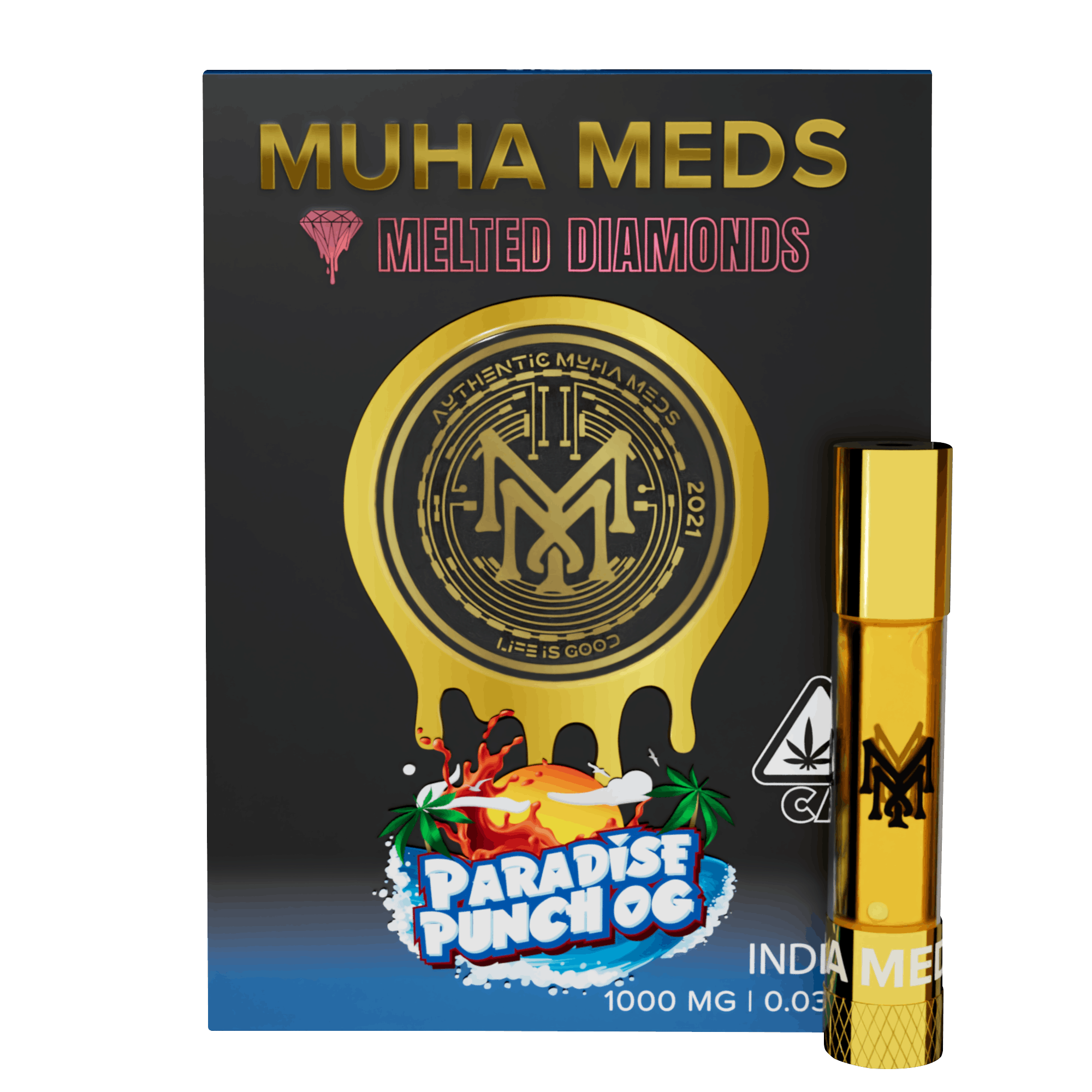 510 battery that looks like nicotine vape Muha Meds - Paradise Punch OG | 1g Melted Diamond Cartridge