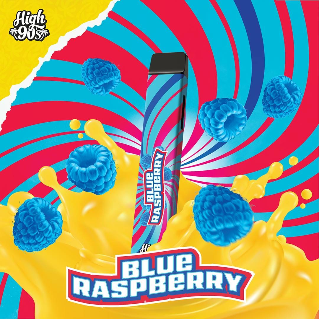 High 90s Blue Raspberry Disposable Vape - 1 Gram Vape Carts cannabis