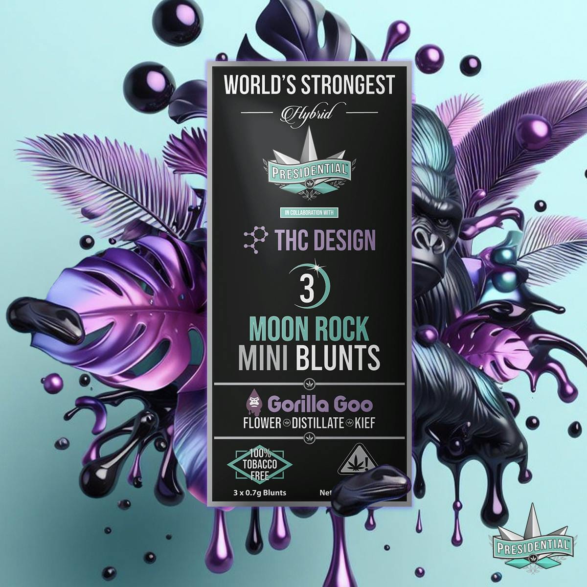 Gorilla Goo |  .7g x 3 Moon Rock Infused Mini Blunts Pack
