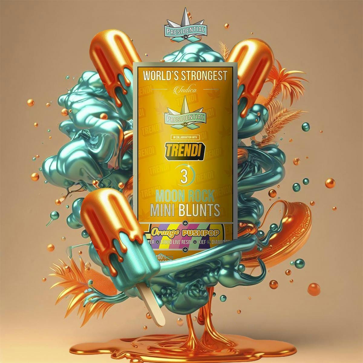 Orange Push Pop 2.1g Moon Rock Blunt 3 Pack