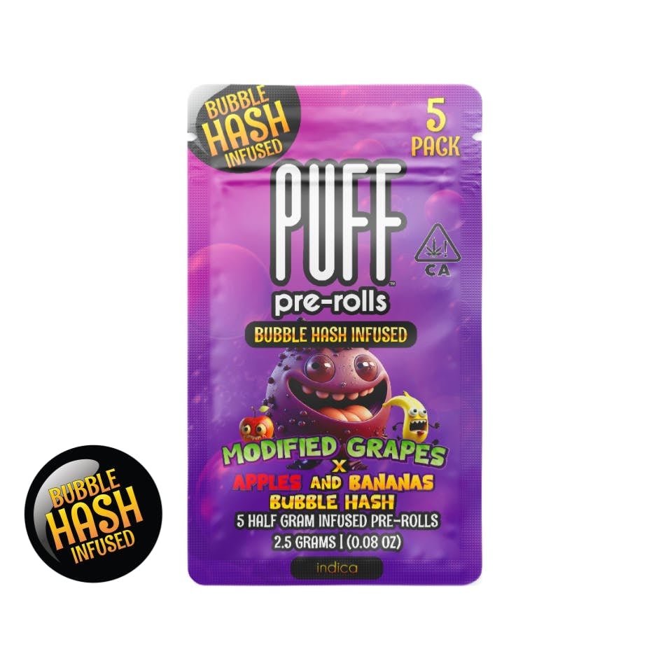 Modified Grape x Apple & Banana 2.5g Hash-Infused 5 Preroll Pack